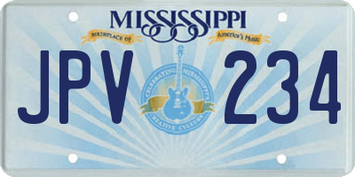 MS license plate JPV234