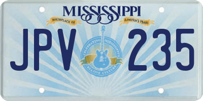 MS license plate JPV235
