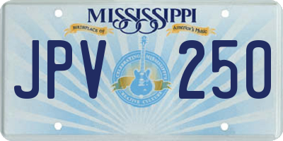 MS license plate JPV250
