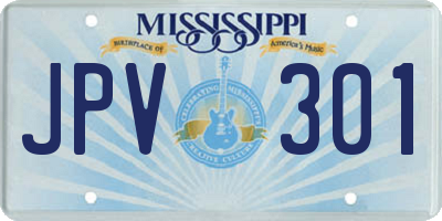MS license plate JPV301