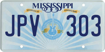 MS license plate JPV303