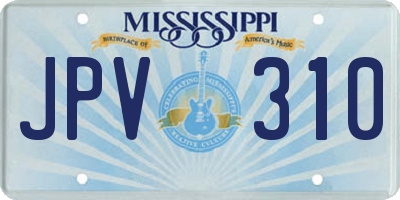 MS license plate JPV310