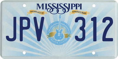 MS license plate JPV312