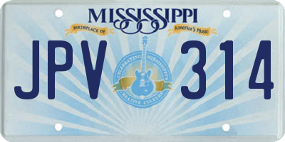 MS license plate JPV314