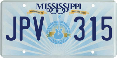 MS license plate JPV315