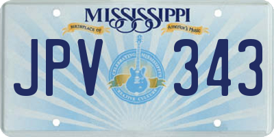 MS license plate JPV343