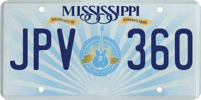 MS license plate JPV360