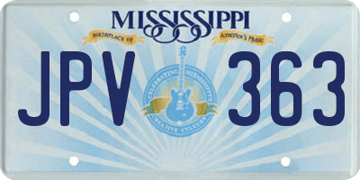 MS license plate JPV363