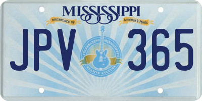 MS license plate JPV365