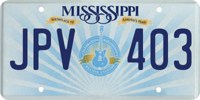 MS license plate JPV403