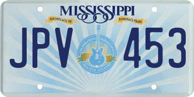 MS license plate JPV453