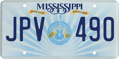 MS license plate JPV490