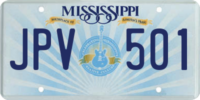 MS license plate JPV501