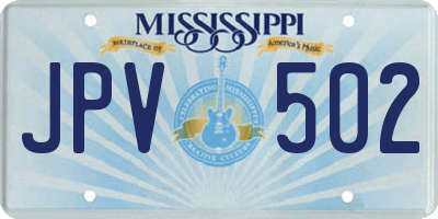 MS license plate JPV502