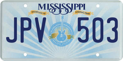 MS license plate JPV503