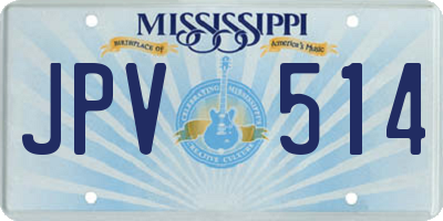 MS license plate JPV514