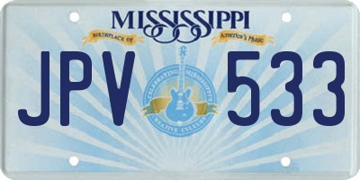 MS license plate JPV533