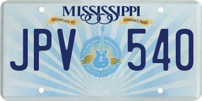 MS license plate JPV540