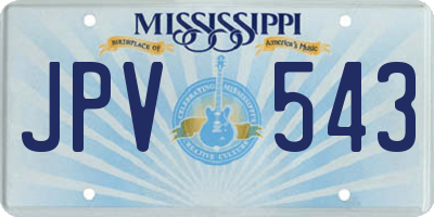 MS license plate JPV543