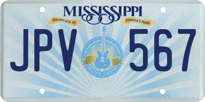 MS license plate JPV567
