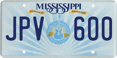 MS license plate JPV600