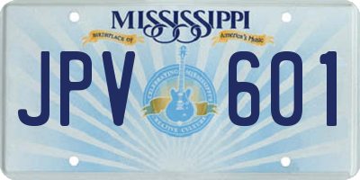 MS license plate JPV601
