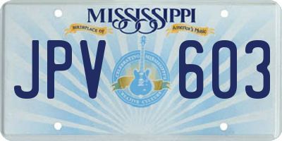 MS license plate JPV603
