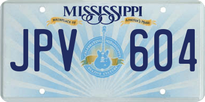 MS license plate JPV604
