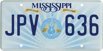 MS license plate JPV636