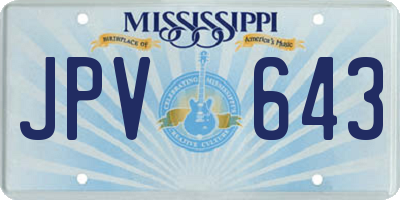 MS license plate JPV643