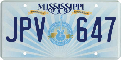 MS license plate JPV647
