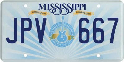 MS license plate JPV667