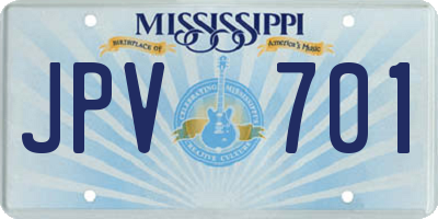 MS license plate JPV701