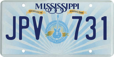 MS license plate JPV731