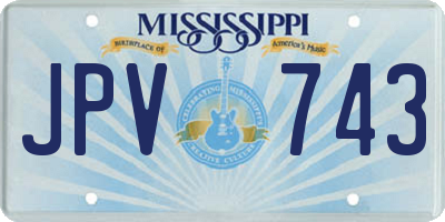 MS license plate JPV743