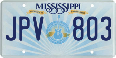 MS license plate JPV803