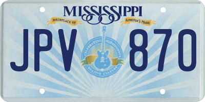MS license plate JPV870