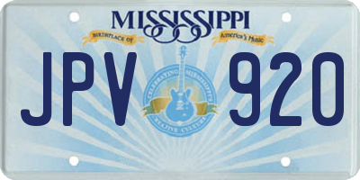 MS license plate JPV920