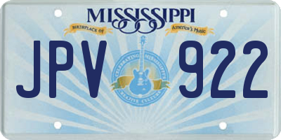 MS license plate JPV922