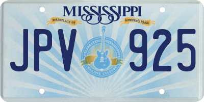 MS license plate JPV925