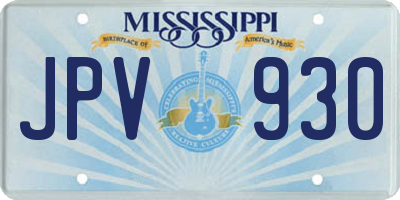 MS license plate JPV930