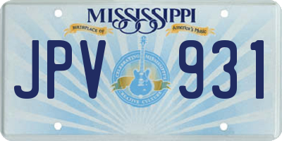 MS license plate JPV931