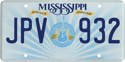 MS license plate JPV932