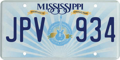MS license plate JPV934