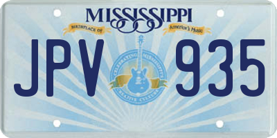 MS license plate JPV935