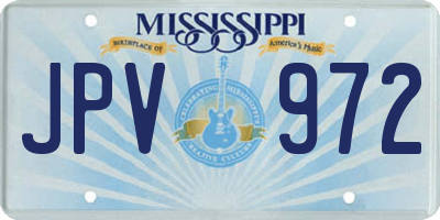 MS license plate JPV972