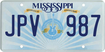 MS license plate JPV987