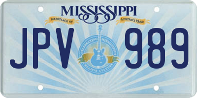 MS license plate JPV989