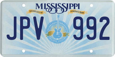 MS license plate JPV992