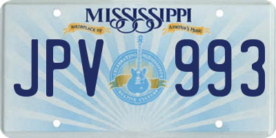 MS license plate JPV993